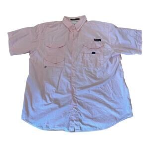 Columbia Shirt Mens XL Pink Checked Super Bonehead PFG Fishing Outdoor Vent